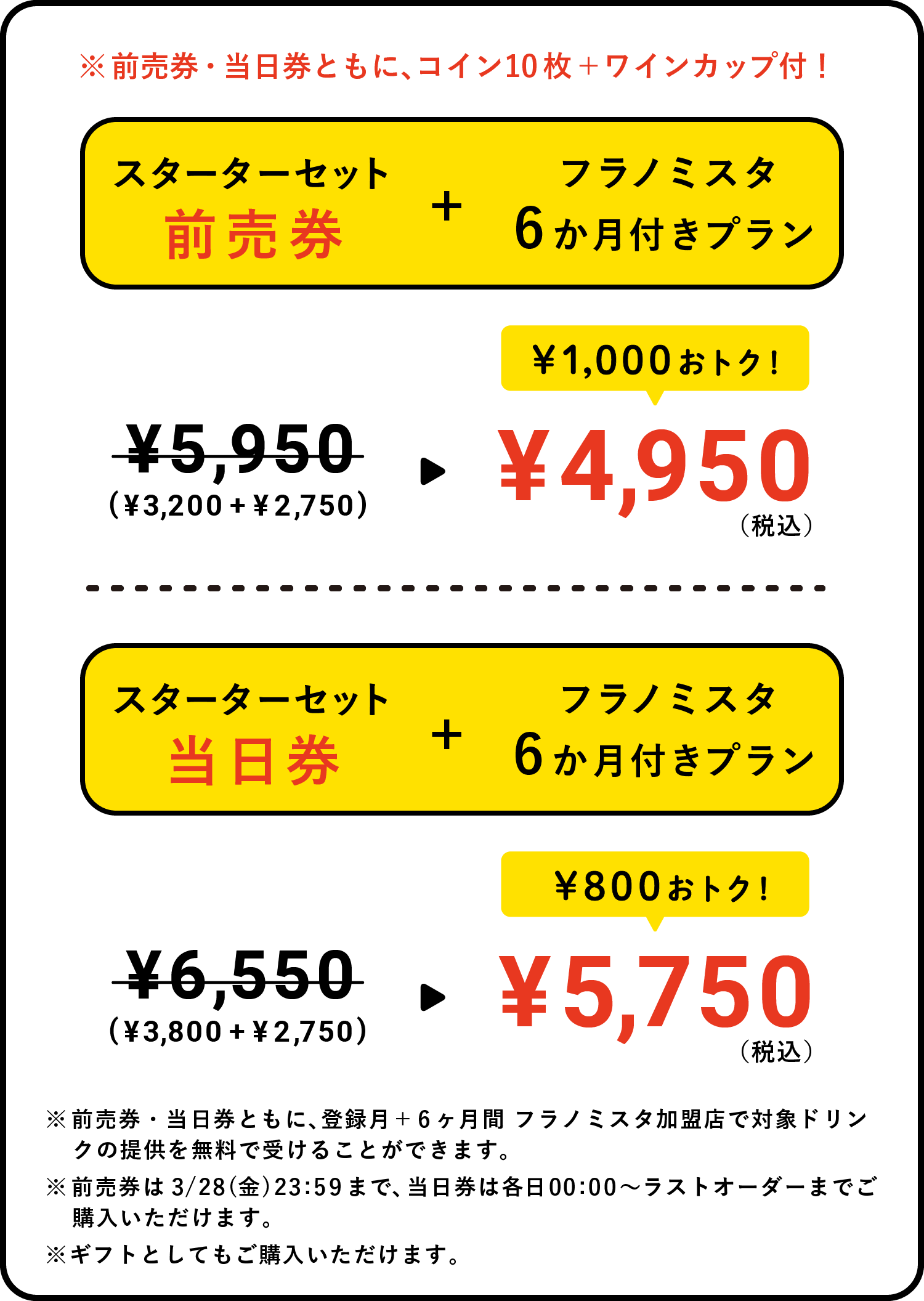 前売券、当日券の詳細